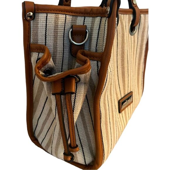 Simply Noelle Handbag leather & teak, brown, cream, black, & tan EUC! - Picture 2 of 16